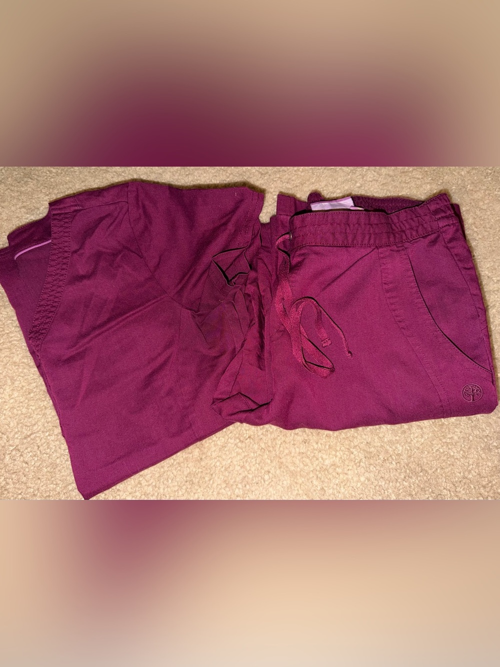 Womens Burgundy Scrub Set Uniform Purple Label by Healing Hands Xs/sm